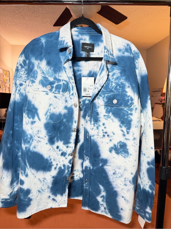 Forever 21 Other - Forever 21 Men's Blue and White Tie-Dye Shirt Jacket
